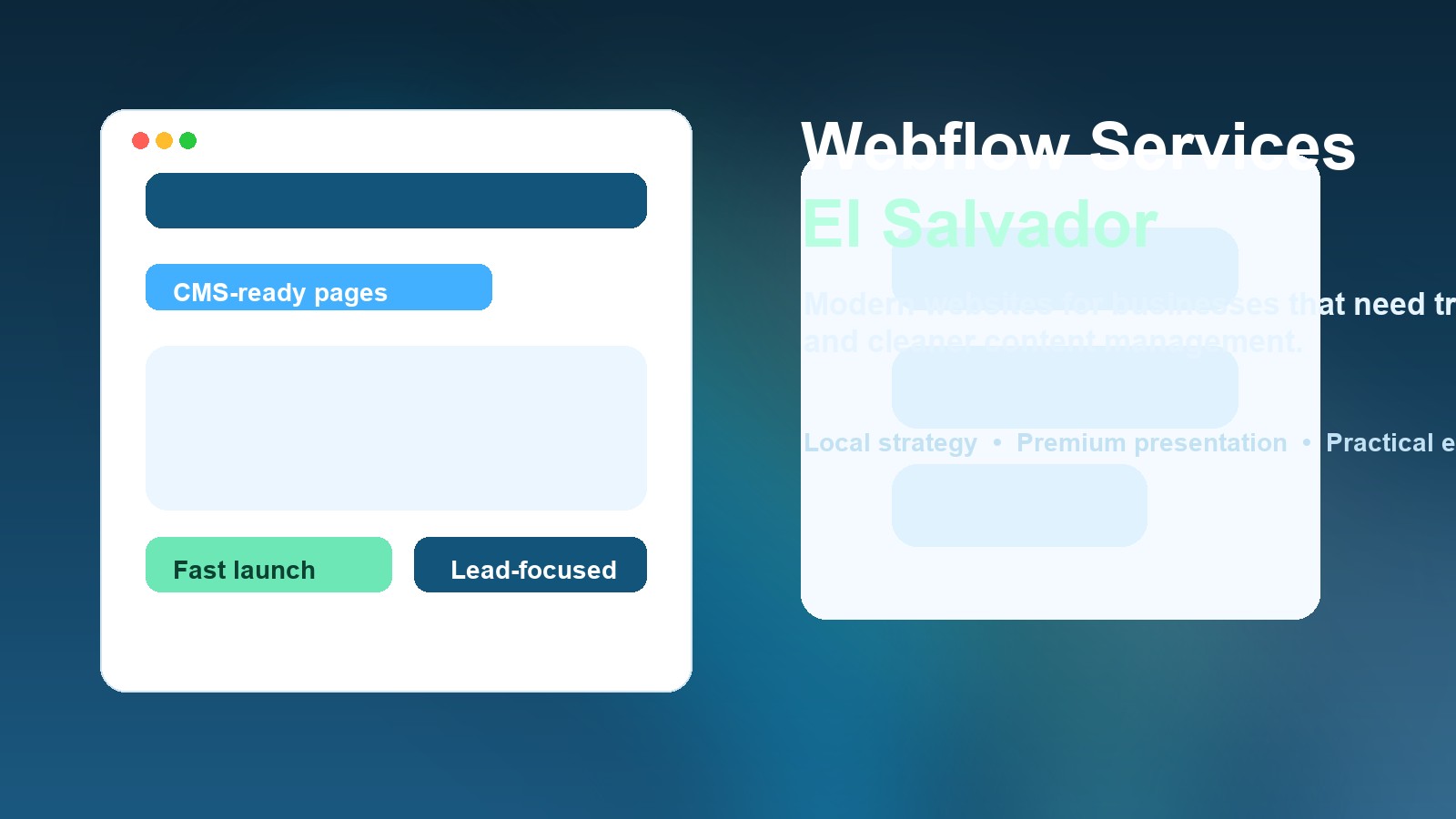 Webflow services in El Salvador featured image with modern website interface and business branding