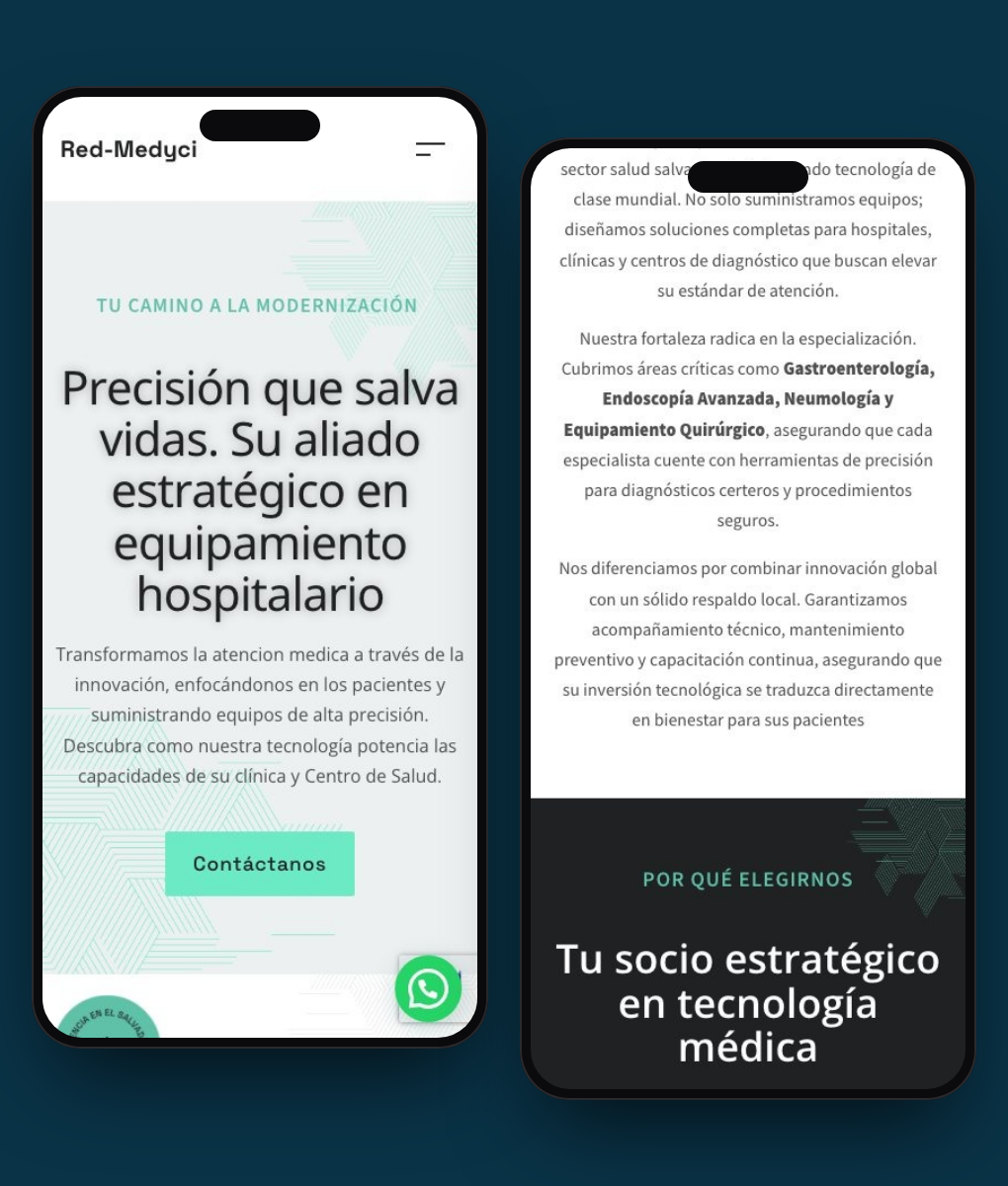 Red-Medyci website with WhatsApp intake built by Le Website Tech, shown on two phones