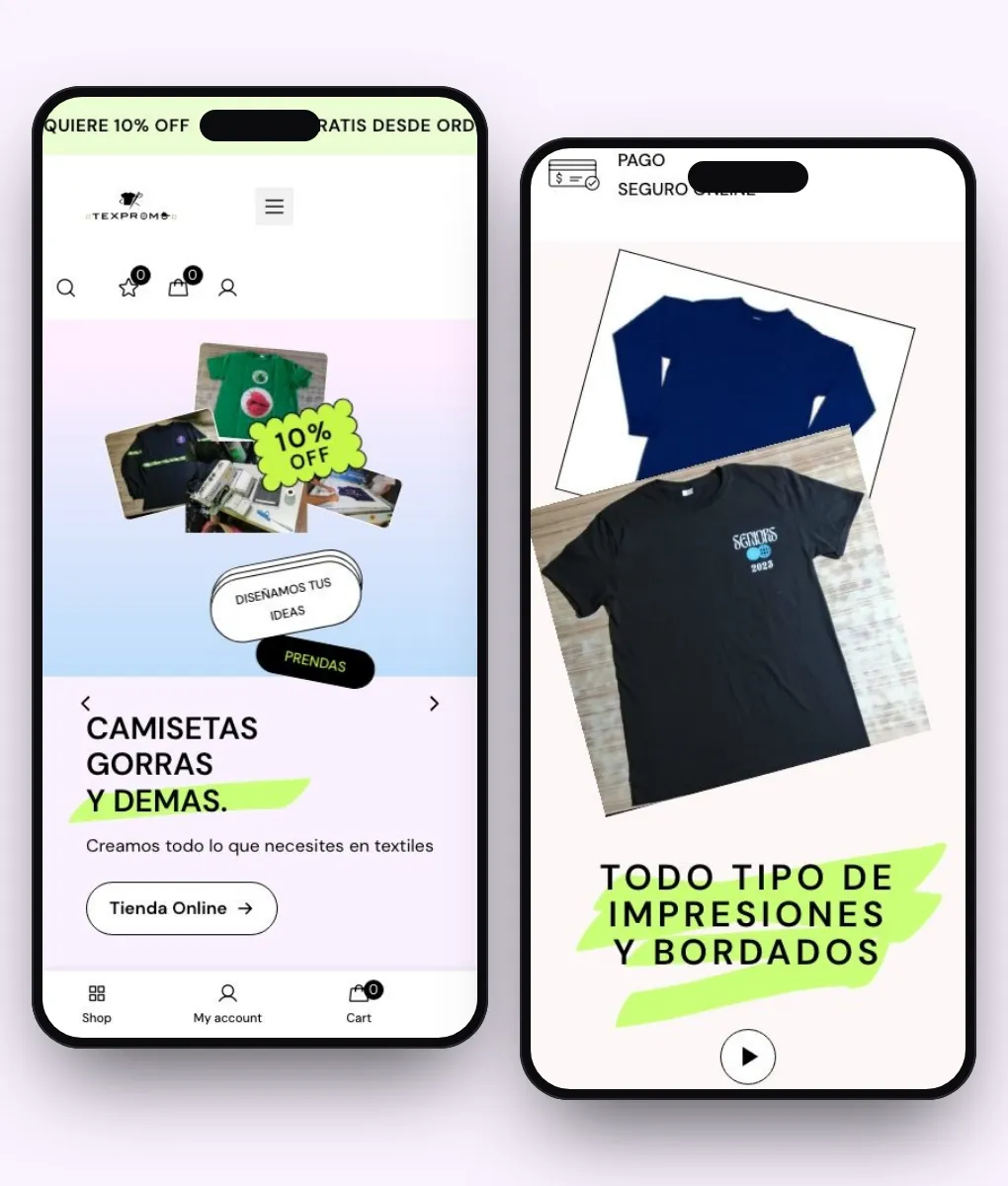 Texpromo online store built by Le Website Tech, shown on two phones