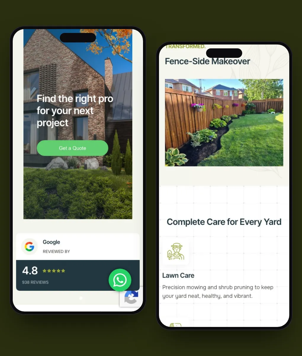 Yard On Time — sitio de servicios con cotizador en línea